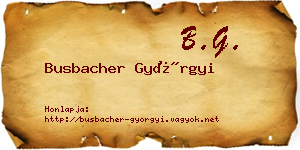Busbacher Györgyi névjegykártya